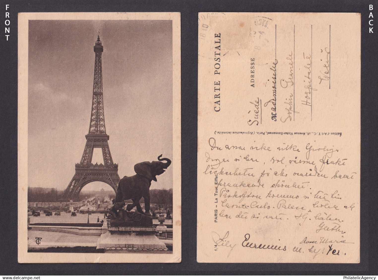 FRANCE, Postcard RPPC, Tour Eiffel, Eiffel Tower - Tour Eiffel