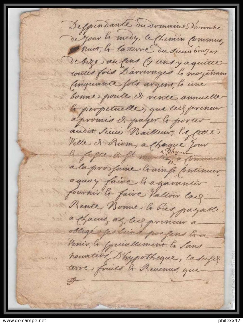 40182 Riom Auvergne Devaux N°300 Indice 5 1721 Lettre Document Très Ancien 18ème Siècle - Cachets Généralité