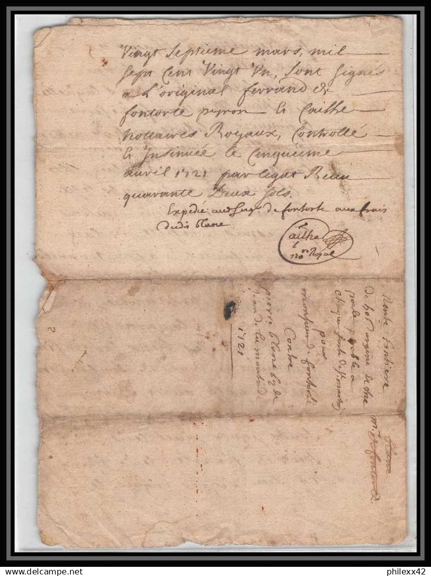 40182 Riom Auvergne Devaux N°300 Indice 5 1721 Lettre Document Très Ancien 18ème Siècle - Cachets Généralité