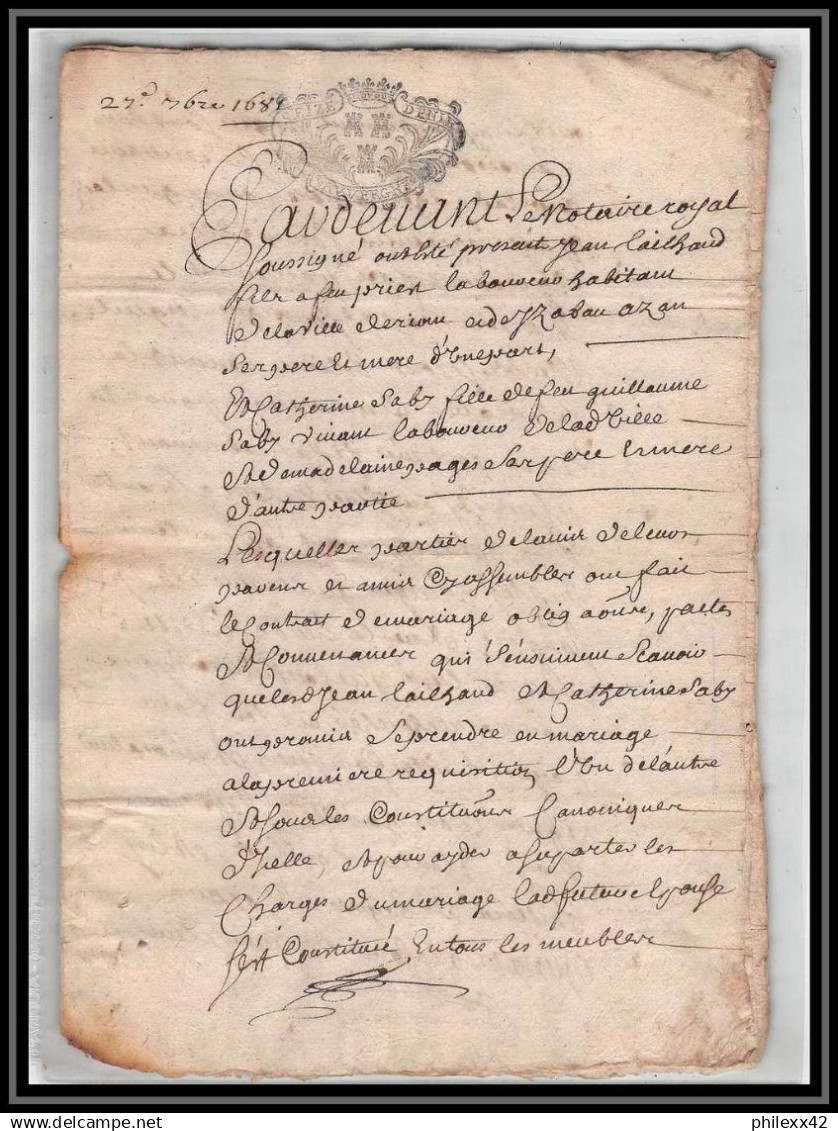 40178 Riom Auvergne Devaux N°300 Indice 5 27 Octobre 1684 Complet 8 Pages Document Très Ancien 18ème - Gebührenstempel, Impoststempel