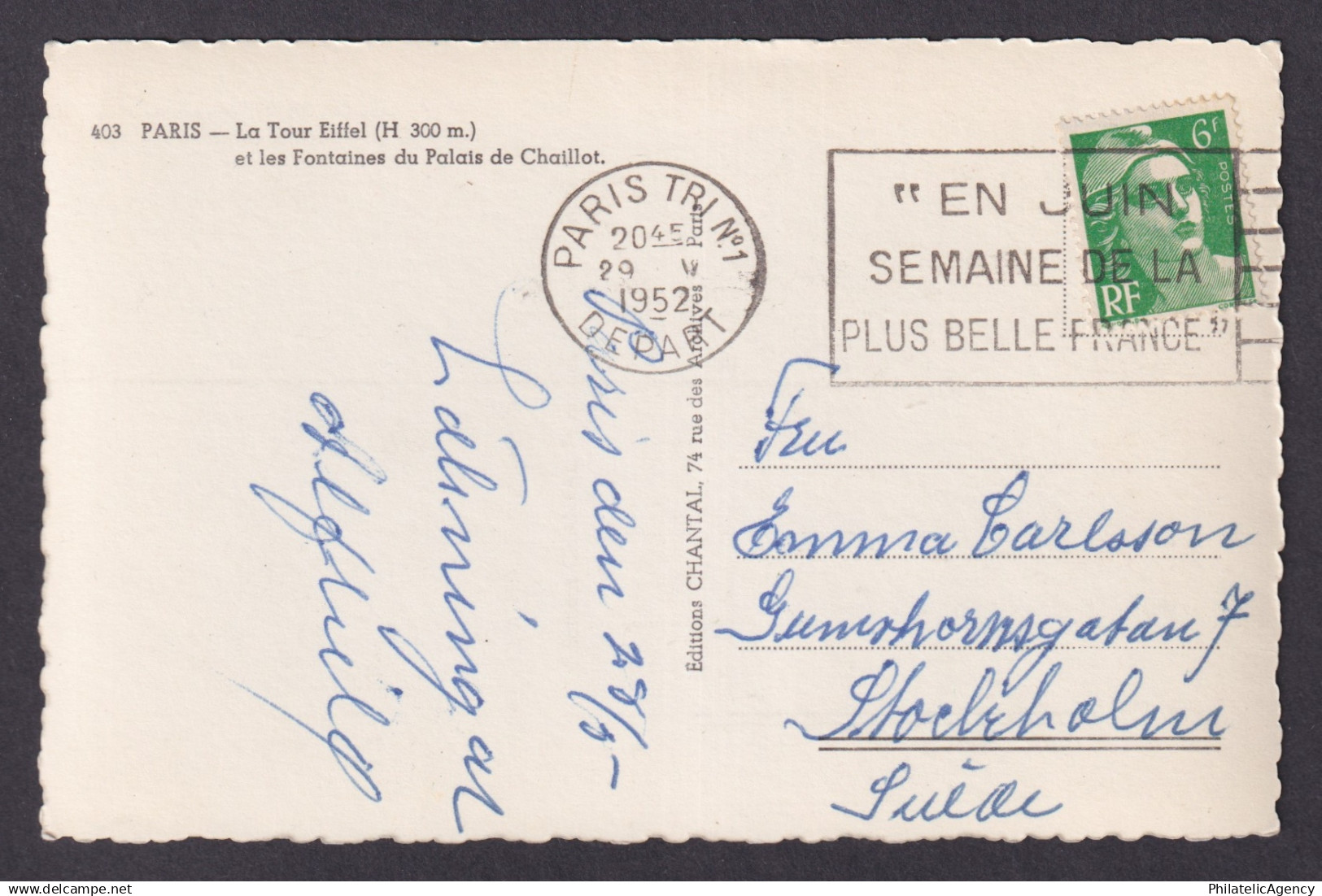 FRANCE, Postcard, Paris, La Tour Eiffel - Tour Eiffel