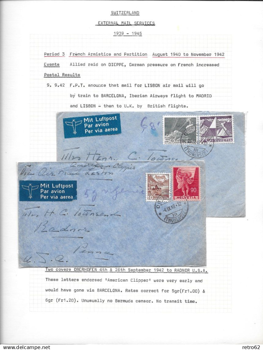 1939 - 1945 SAMMLUNG VON ZENSURBELEGEN SCHWEIZ-ENGLAND / SWITZERLAND EXTERNAL MAIL SERVICE