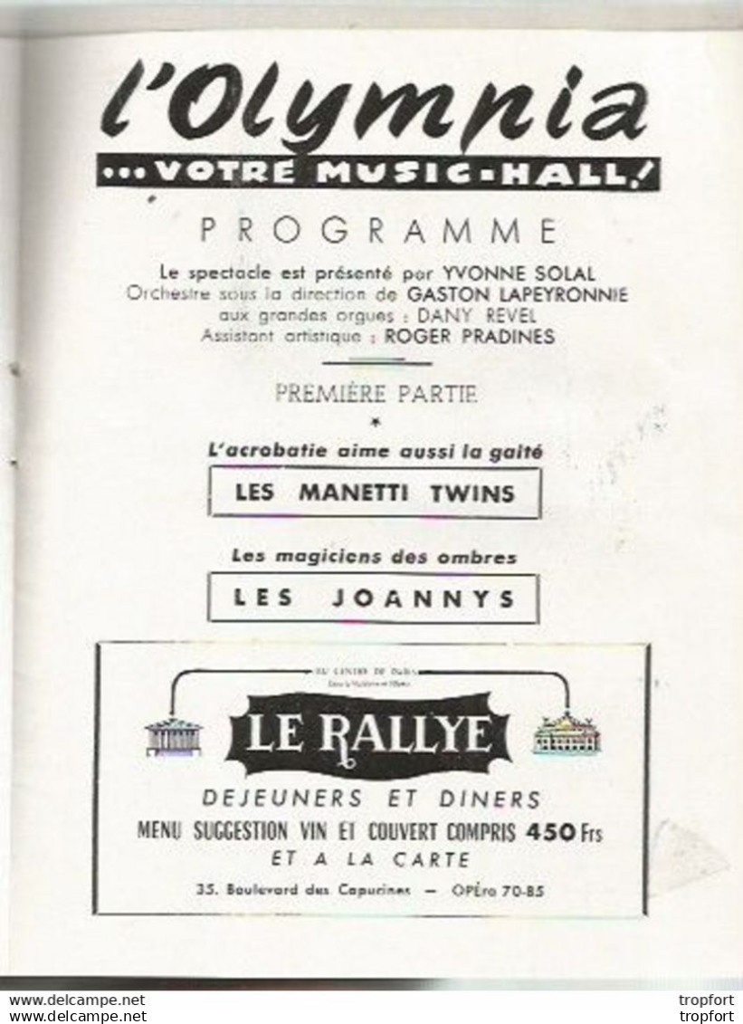 CG / Old Theater Program / Programme Music-hall Cabaret 1954 Charles TRENET Roger P J.M THIBAULT DUPRE OLYMPIA - Programmi
