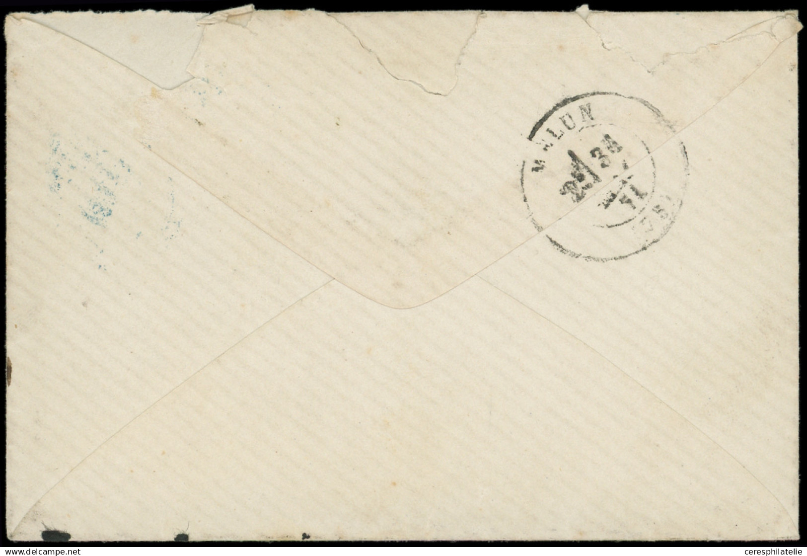 Let EMPIRE LAURE - 29B  20c. Bleu Obl. Cachet Bleu POSTES QUARTIER GENERAL S. Env., Arr. MELUN 31/5/71, RR Et TB. C - 1849-1876: Klassik