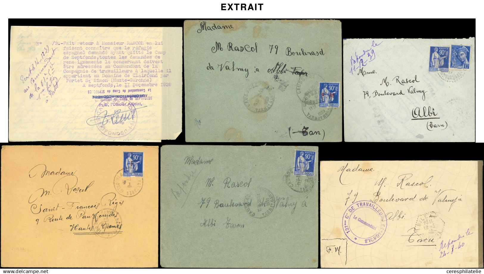 Let Guerres 1939/1945 - Correspondance D'un Réfugié Espagnol En France (1939-40), 45 Lettres Dont 11 Affr. FM N°10, Cach - 2. Weltkrieg 1939-1945