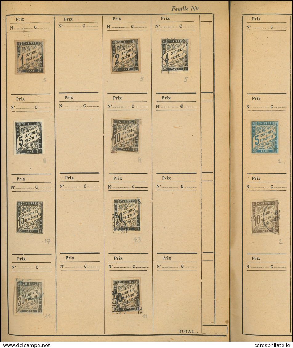 Carnet de circulation avec 123 timbres des Colonies Générales, oblitérations identifiées, états divers, à étudier