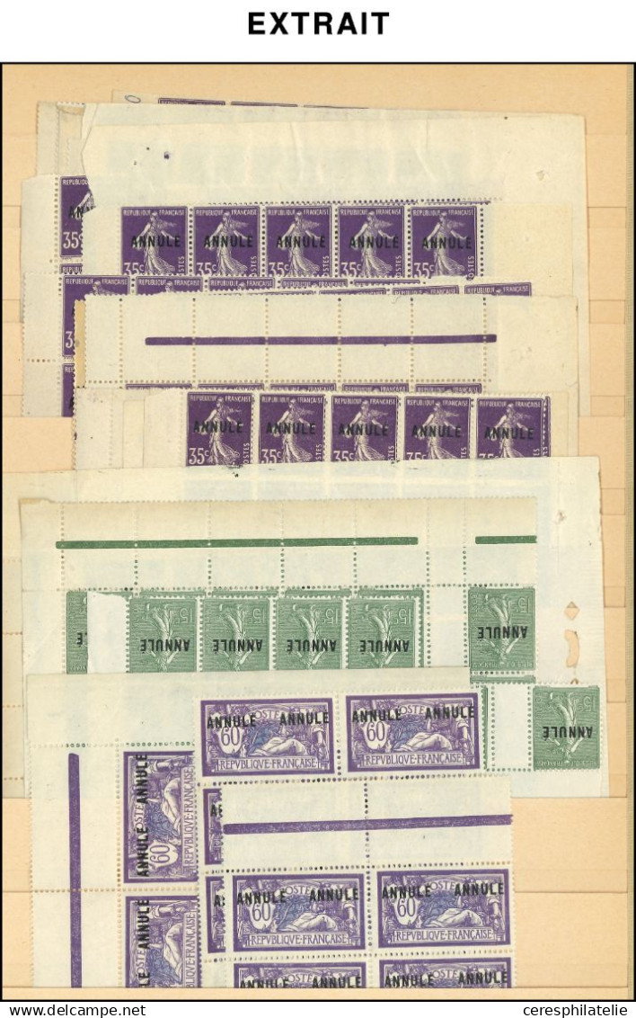 Stock de fin de catalogue : Colis Postaux, Annulé/Spécimen, Fictifs, Guerre, Grève, Vignettes, Variétés, en tout 9 class
