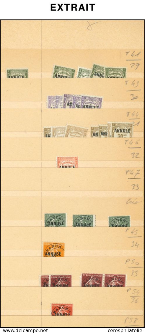 Stock de fin de catalogue : Colis Postaux, Annulé/Spécimen, Fictifs, Guerre, Grève, Vignettes, Variétés, en tout 9 class