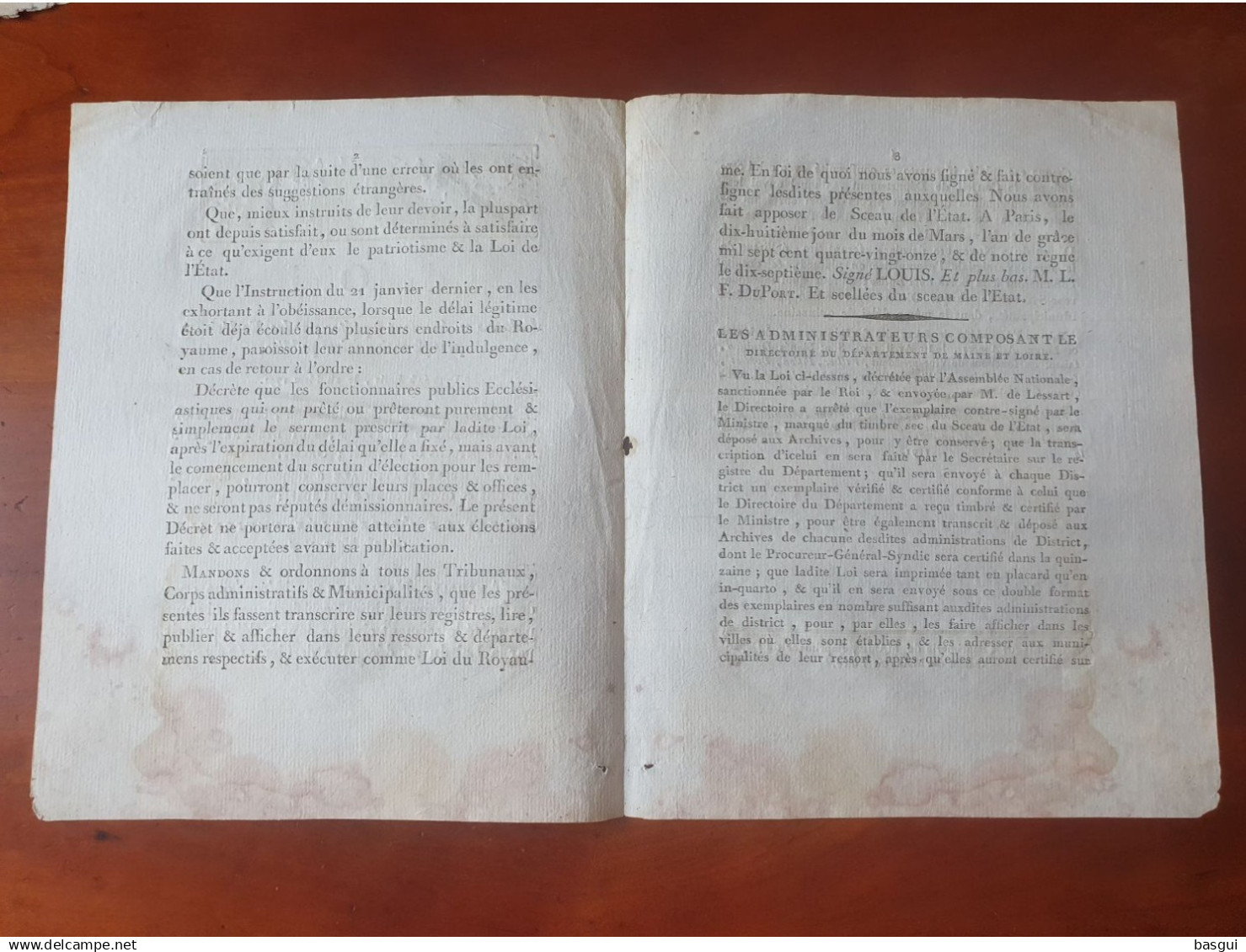 LOI Du 18 Mars 1791 Relative Au Serment à Prêter Par Les Ecclésiastiques Fonctionnaires Publics - Decrees & Laws
