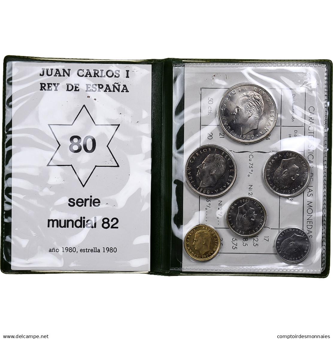 Espagne, Juan Carlos Ier, Set 50 Cts. - 100 Pesetas, Coupe Du Monde 1982, 1980 - Ongebruikte Sets & Proefsets