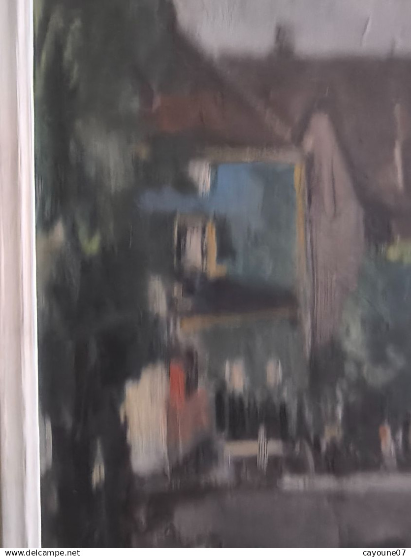 MIELLER (XXéme) huile sur isorel " Vue de Oberlinxweiler Saar " datée 1943  cadre Montparnasse 62 x78 cm