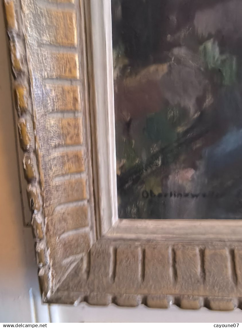 MIELLER (XXéme) huile sur isorel " Vue de Oberlinxweiler Saar " datée 1943  cadre Montparnasse 62 x78 cm