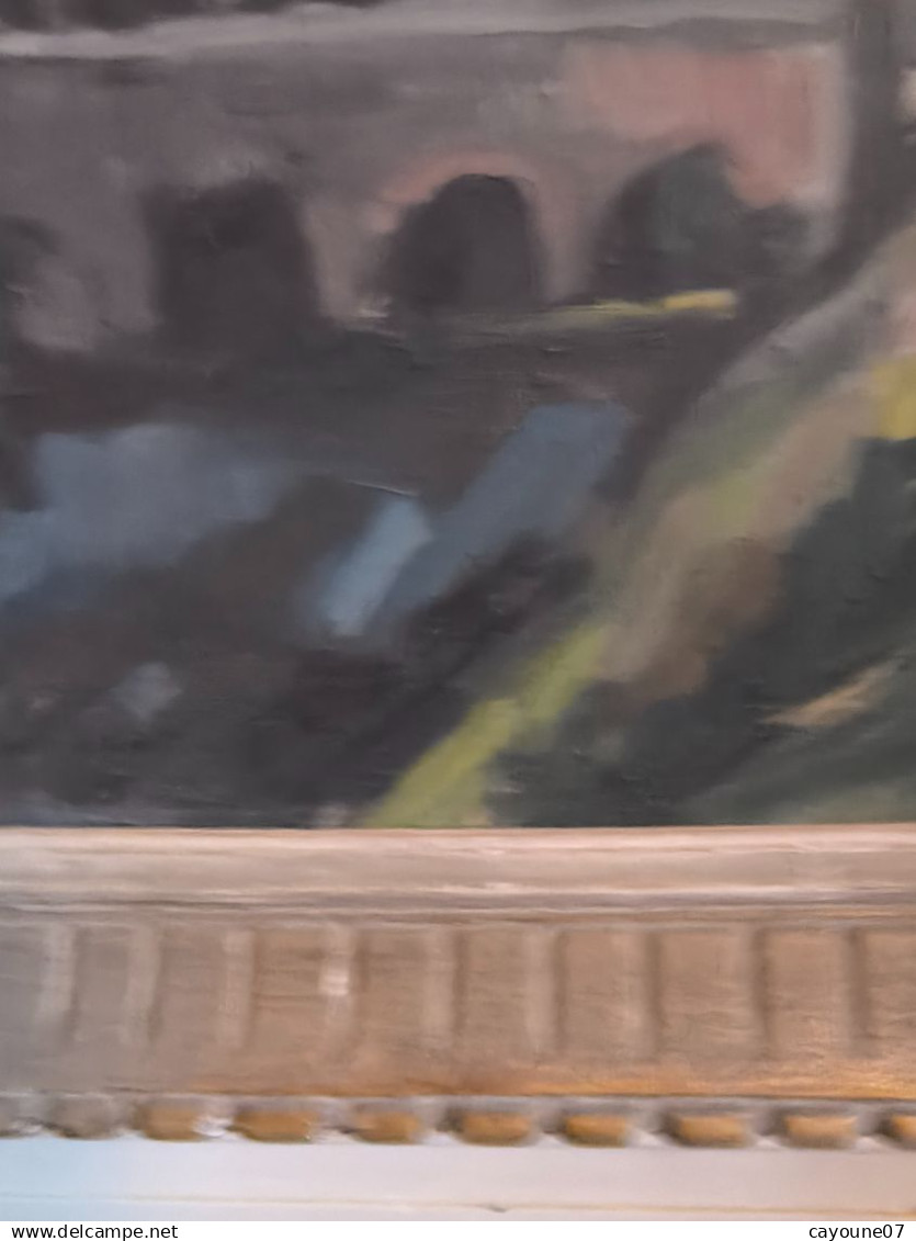 MIELLER (XXéme) huile sur isorel " Vue de Oberlinxweiler Saar " datée 1943  cadre Montparnasse 62 x78 cm