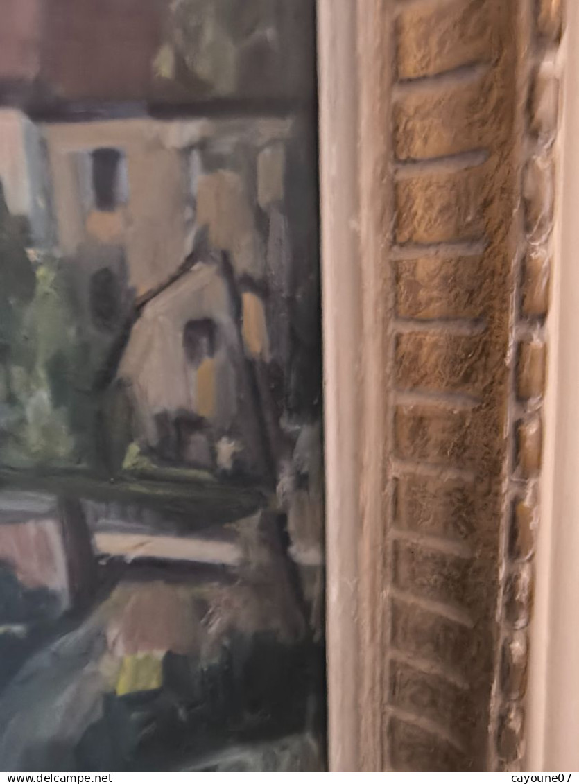 MIELLER (XXéme) huile sur isorel " Vue de Oberlinxweiler Saar " datée 1943  cadre Montparnasse 62 x78 cm