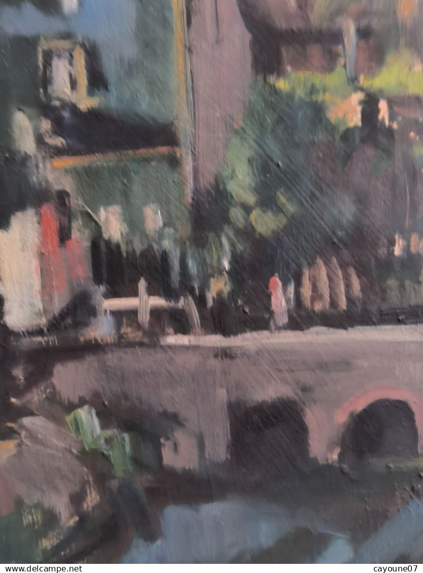 MIELLER (XXéme) huile sur isorel " Vue de Oberlinxweiler Saar " datée 1943  cadre Montparnasse 62 x78 cm