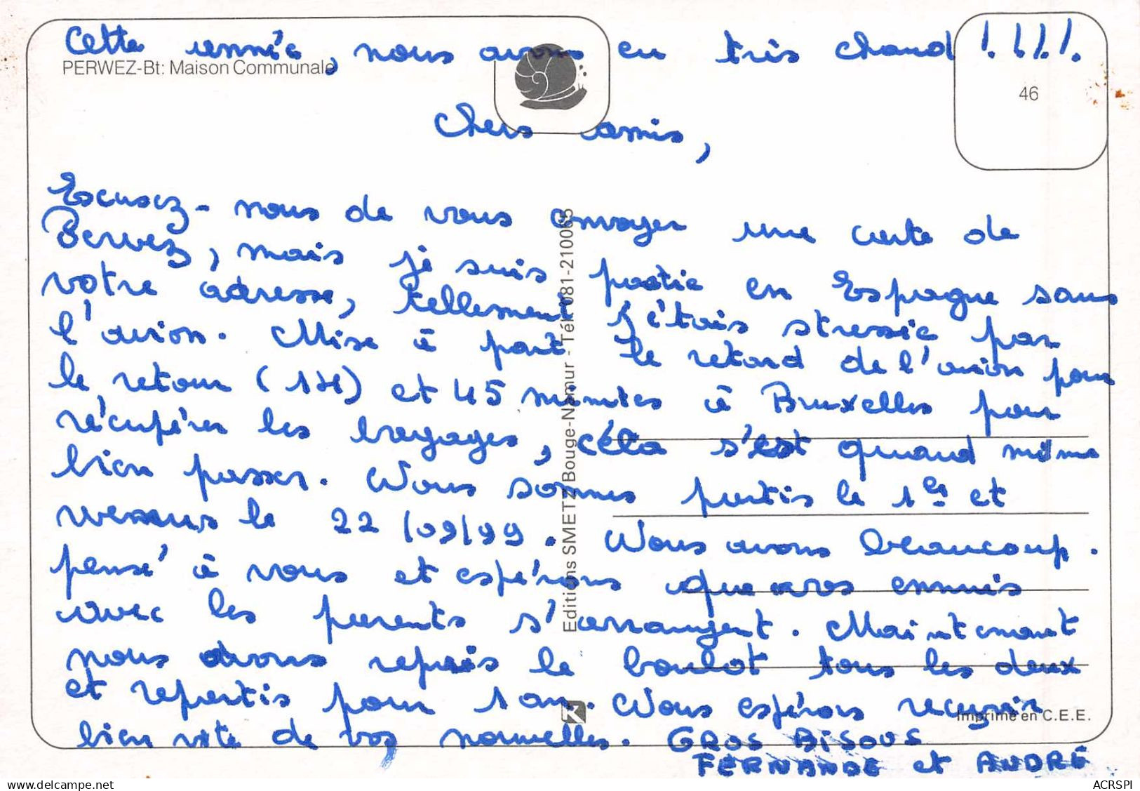 Perwez La Maison Communale BELGIQUE Brabant Wallon  (scan R/V) N° 24 \ PF1405 - Perwez