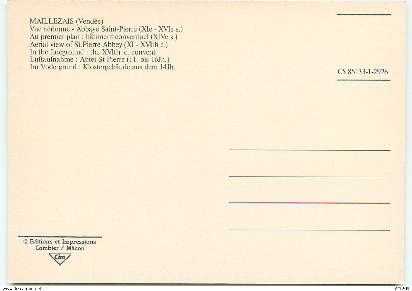MAILLEZAIS Vue Aerienne SS 1380 - Maillezais