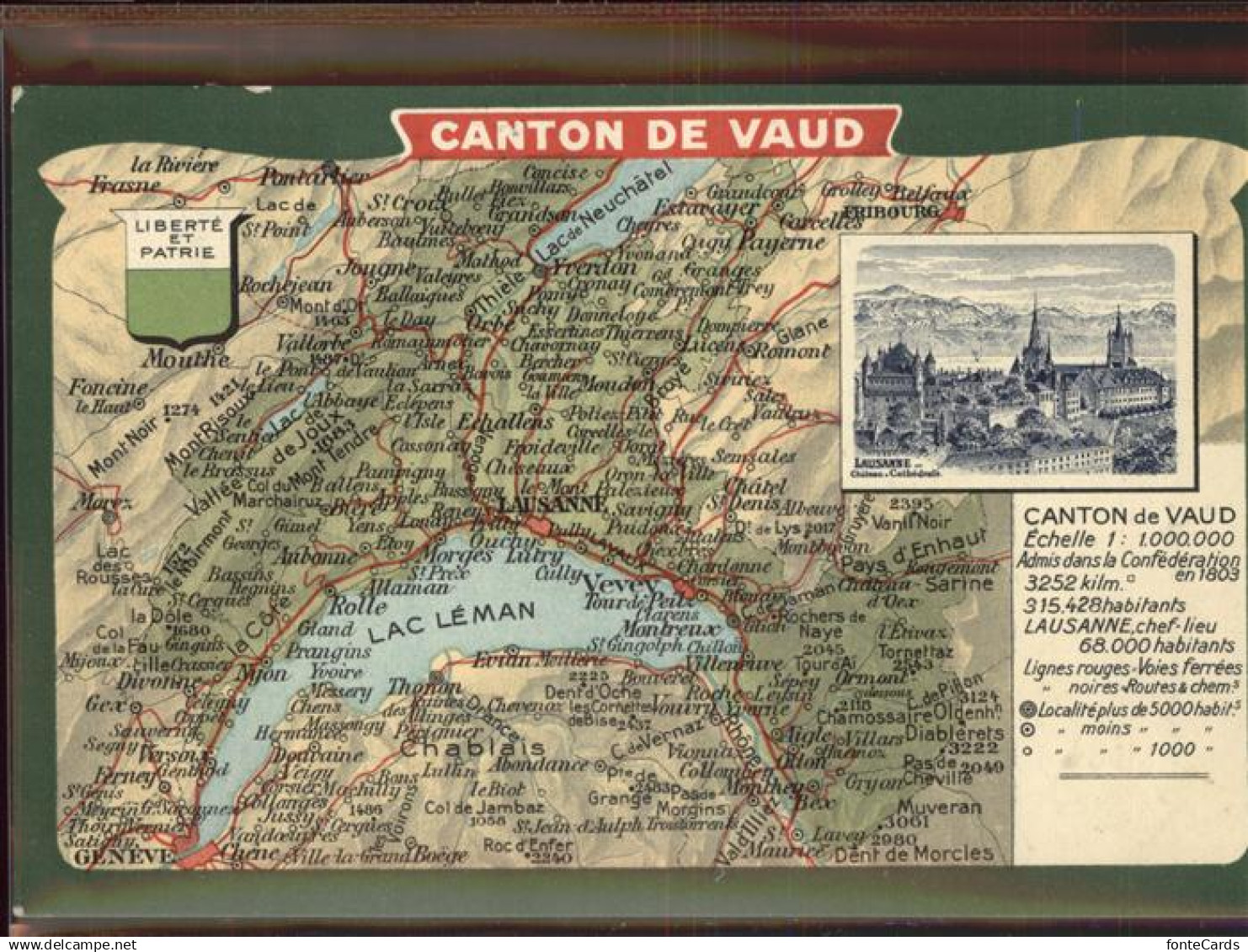Montreux VD Canton De Vaud Lac Leman Lac De Neuchatel Uebersichtskarte - Autres & Non Classés
