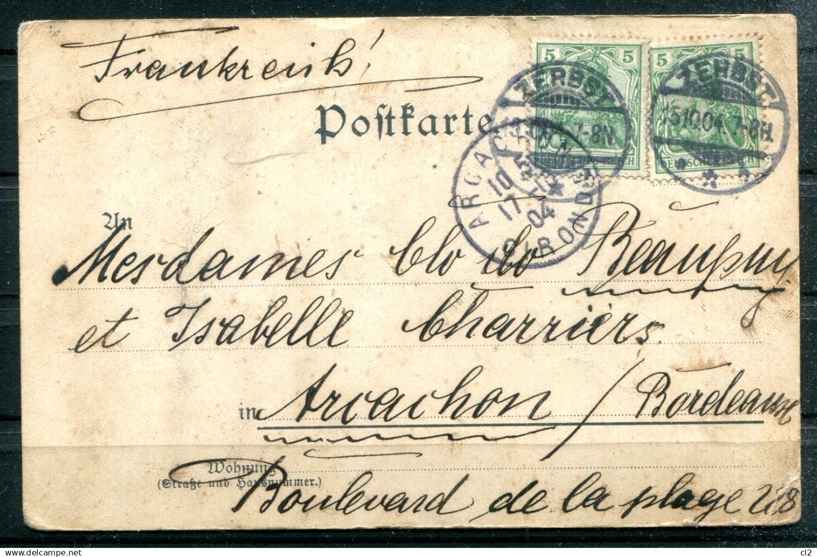 REGIMENT ANHALT 1807 (1904 - Zerbst Nach Arcachon - Frankreich) - Zerbst