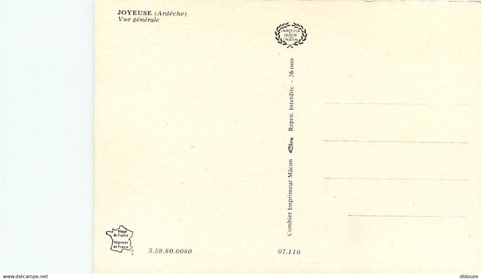 07 - Joyeuse - Vue Générale - CPM - Carte Neuve - Voir Scans Recto-Verso - Joyeuse