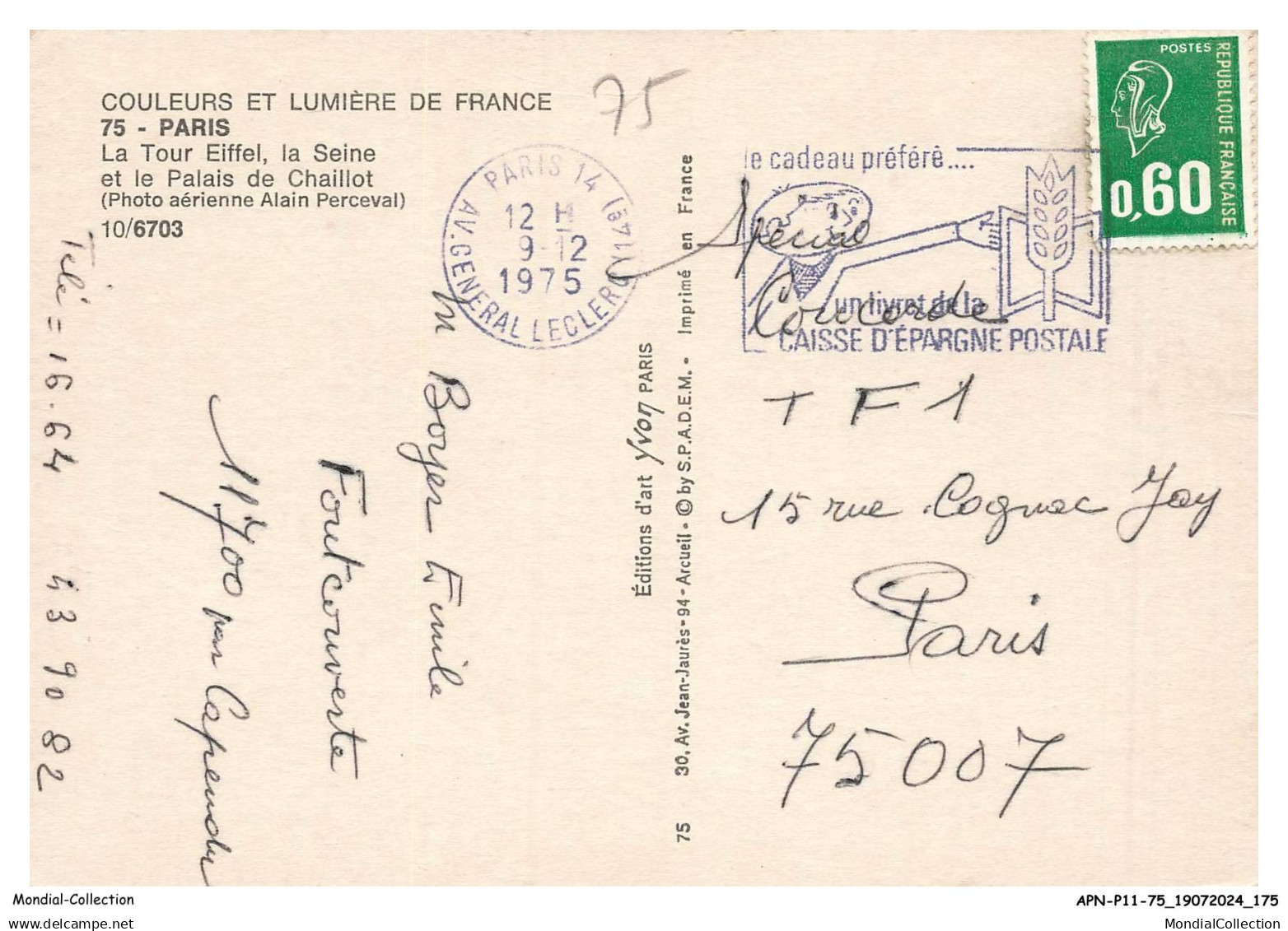 APNP11-0885-75 - PARIS - La Tour Eiffel - La Seine Et Le Palais De Chaillot - Eiffelturm