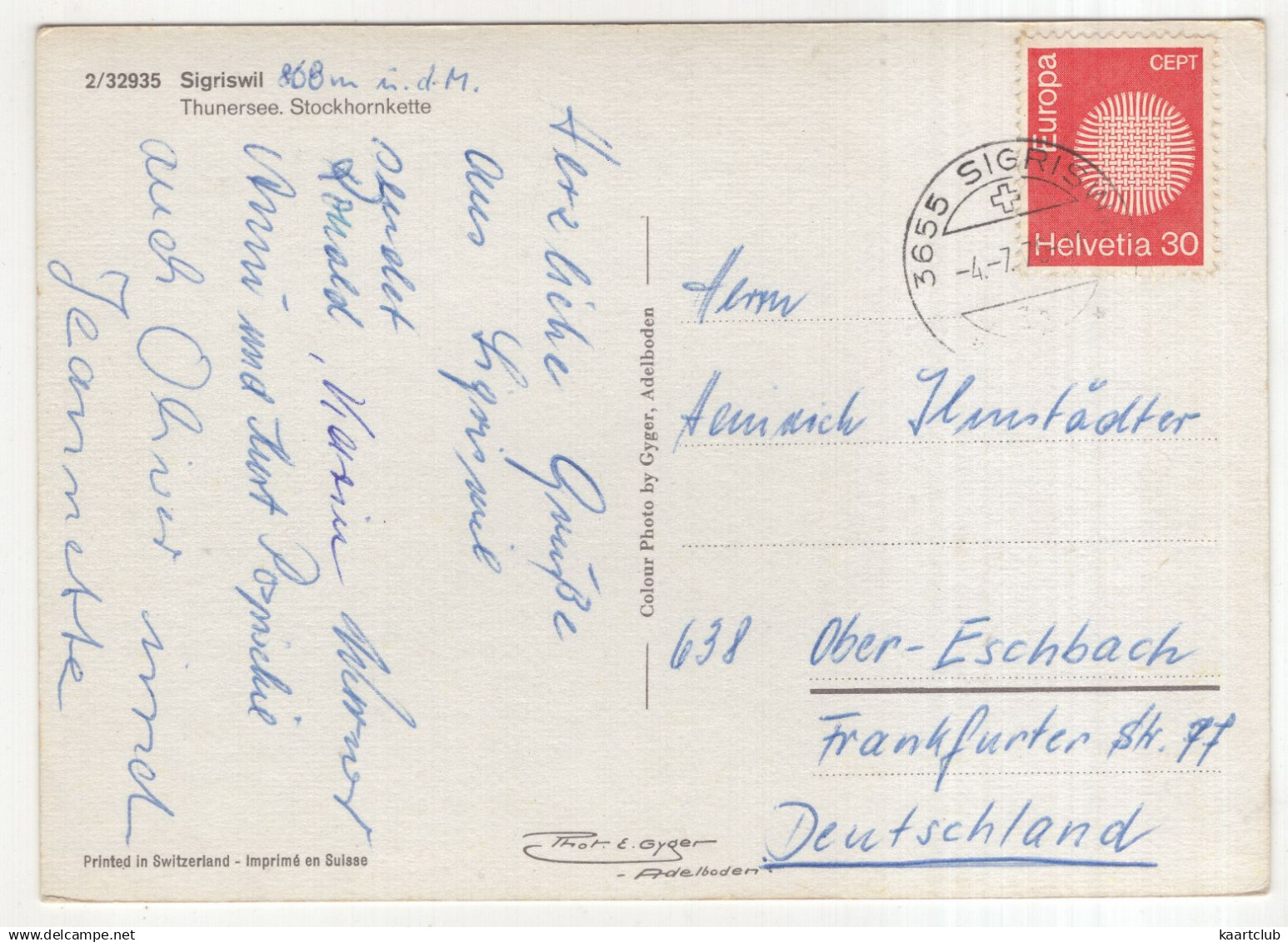 Sigriswil - Thunersee, Stockhornkette  - (Schweiz/Suisse/Svizzera/Switzerland) - 1979 - Sigriswil