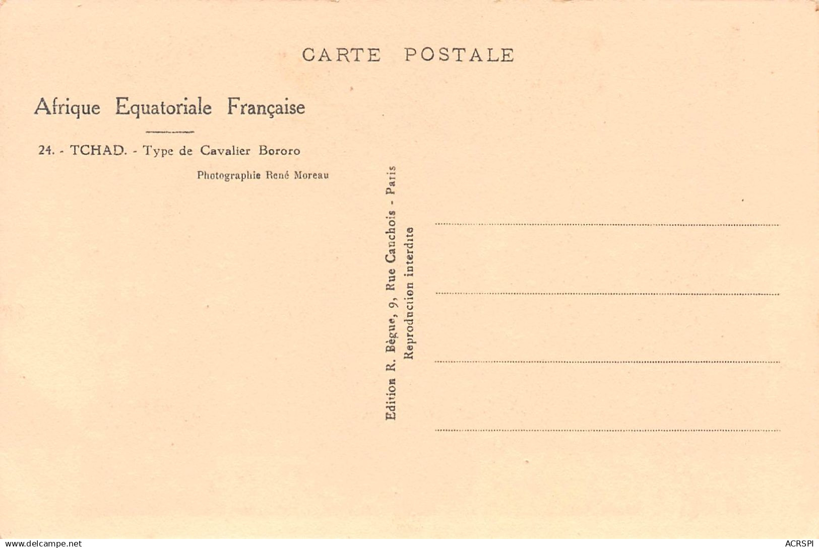 TCHAD Type De Cavalier Bororo Carte Vierge Non Circulé (scans R/V) N° 67 \ML4057 - Tschad