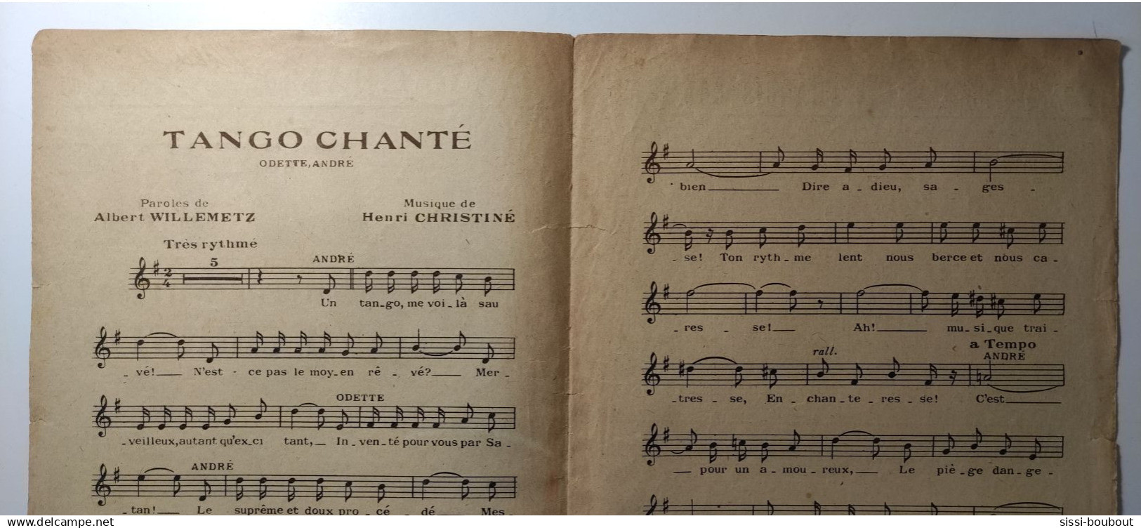 Partition "Tango Chanté" - Mélodie De 1921 -  Tango Chanté De L'Opérette "DEDE" - Scores & Partitions