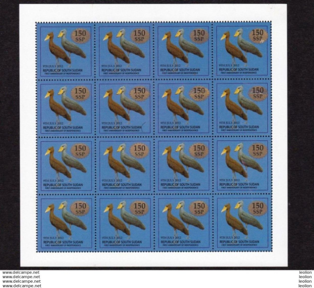 SOUTH SUDAN Surcharged Overprints FULL SHEETS On 1 SSP Birds Of The 2nd Set SOUDAN Du Sud Südsudan - Sud-Soudan