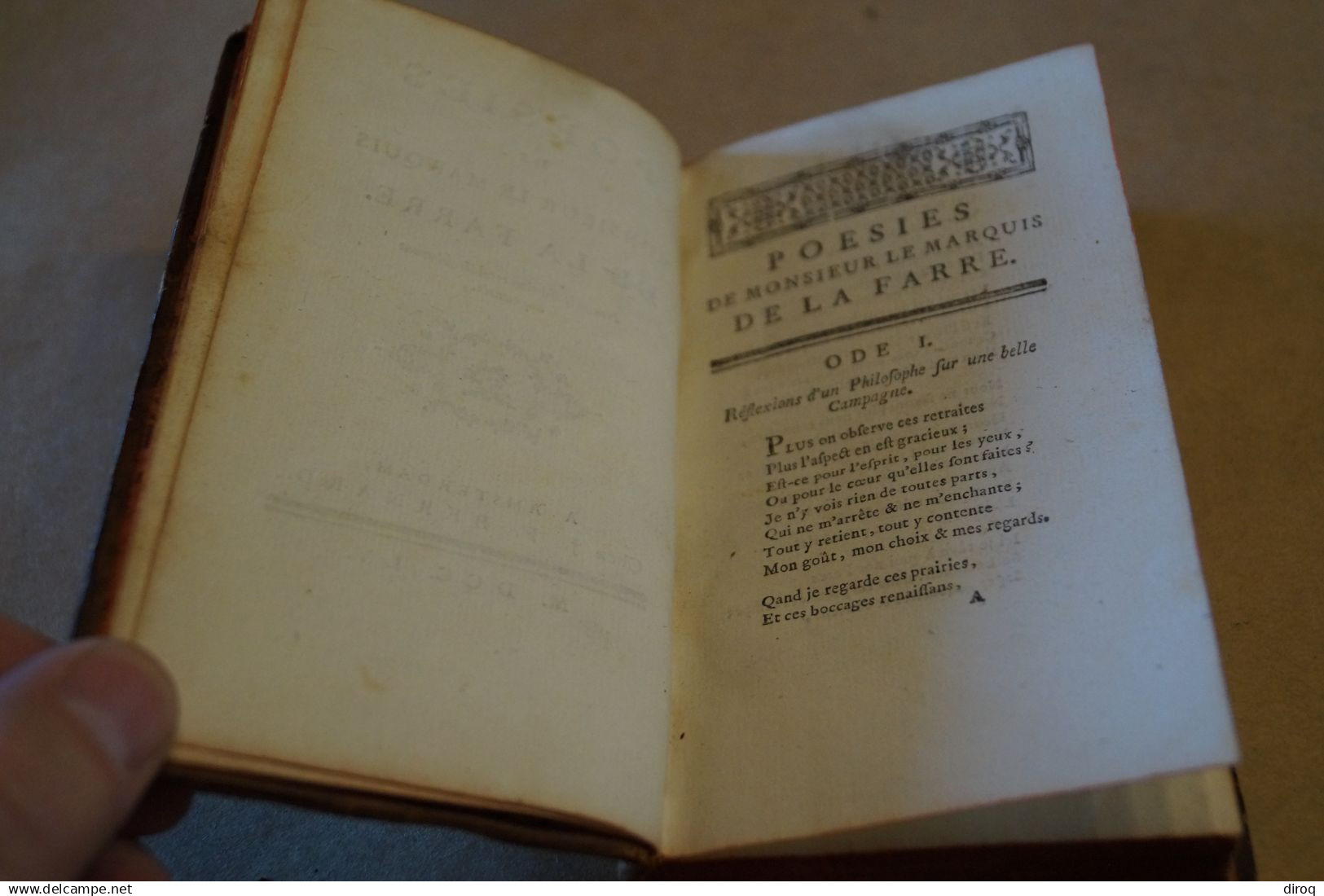 Poésies de Mr. le Marquis De La Farre 1755, complet 284 pages, 14,5 Cm. sur 8 Cm. pour collection,RARE