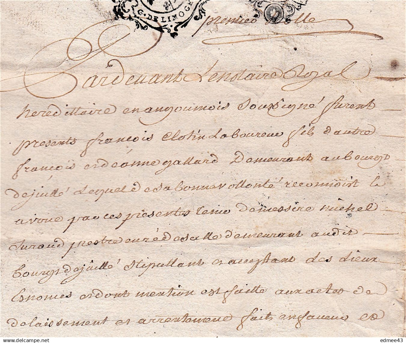 Acte Notarié 1751 8 Pages Gén. De  Limoges, Angoumois,  à Décrypter ! - Manuskripte