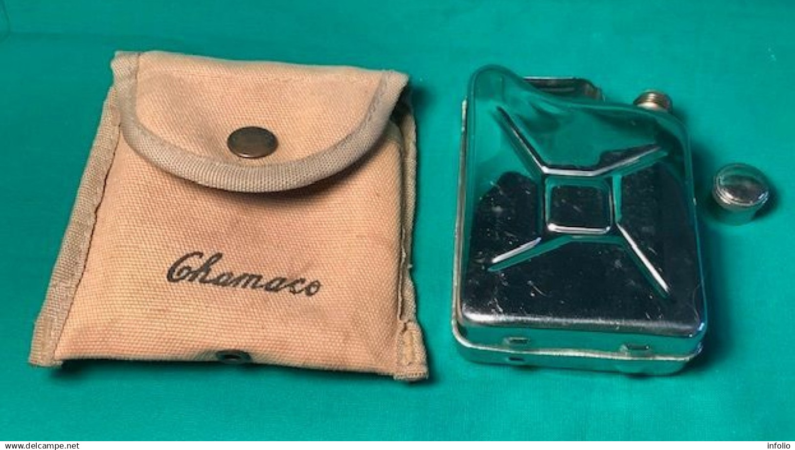 Flasque Jerrycan CHAMACO En Inox, étui Toile De Jute + Passant Ceinture - Autres & Non Classés