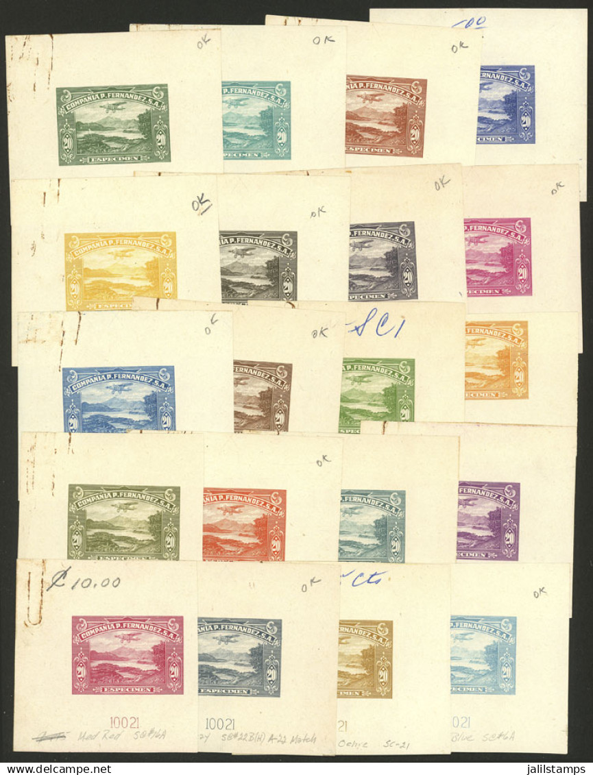 COSTA RICA: Year 1967, Airplanes, Unissued Design, 20 Die Essays In Different Colors, Almost All With Notes About Colors - Costa Rica