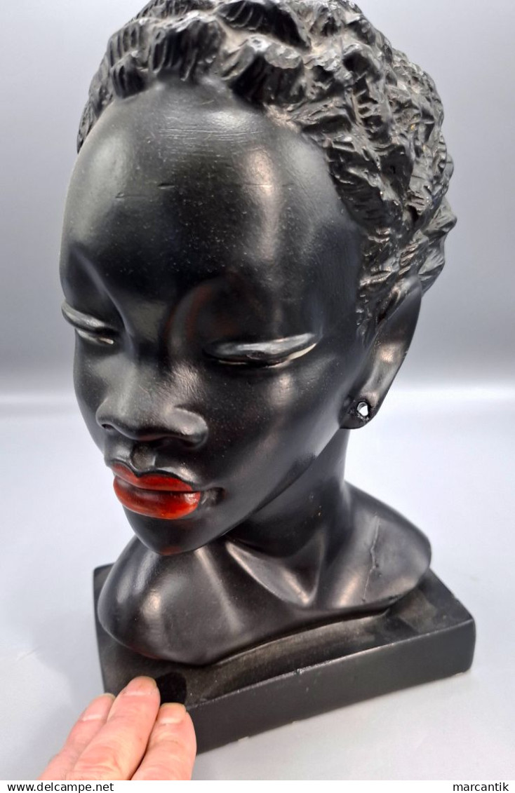 BUSTO VINTAGE DE MUJER AFRICANA EN ESTUCO - MUY DECORATIVA - Andere & Zonder Classificatie