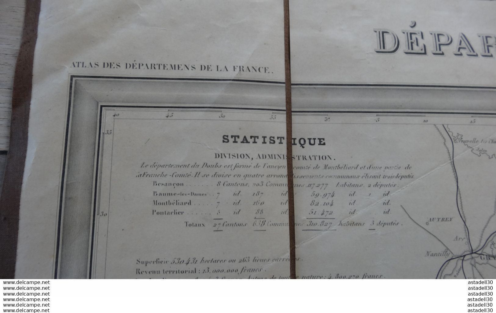 Carte Entoilée Du Département Du DOUBS, Fin XIXe Par J.GAULTIER  ....... TIR1-POS1e - Geographical Maps
