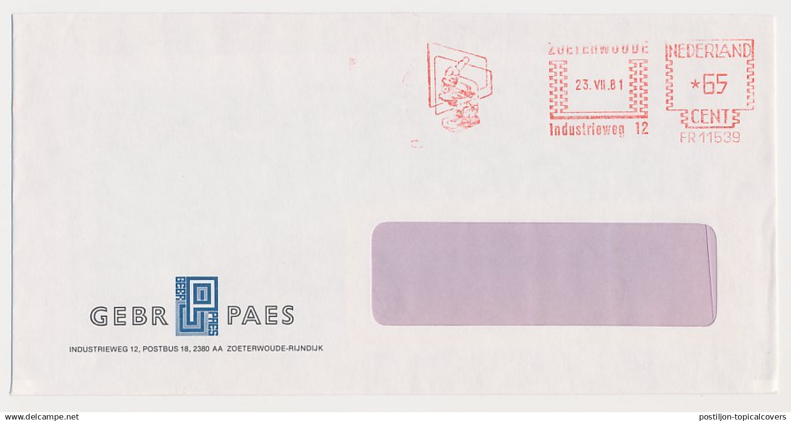 Meter Cover Netherlands 1981 Microscope - Zoeterwoude - Autres & Non Classés