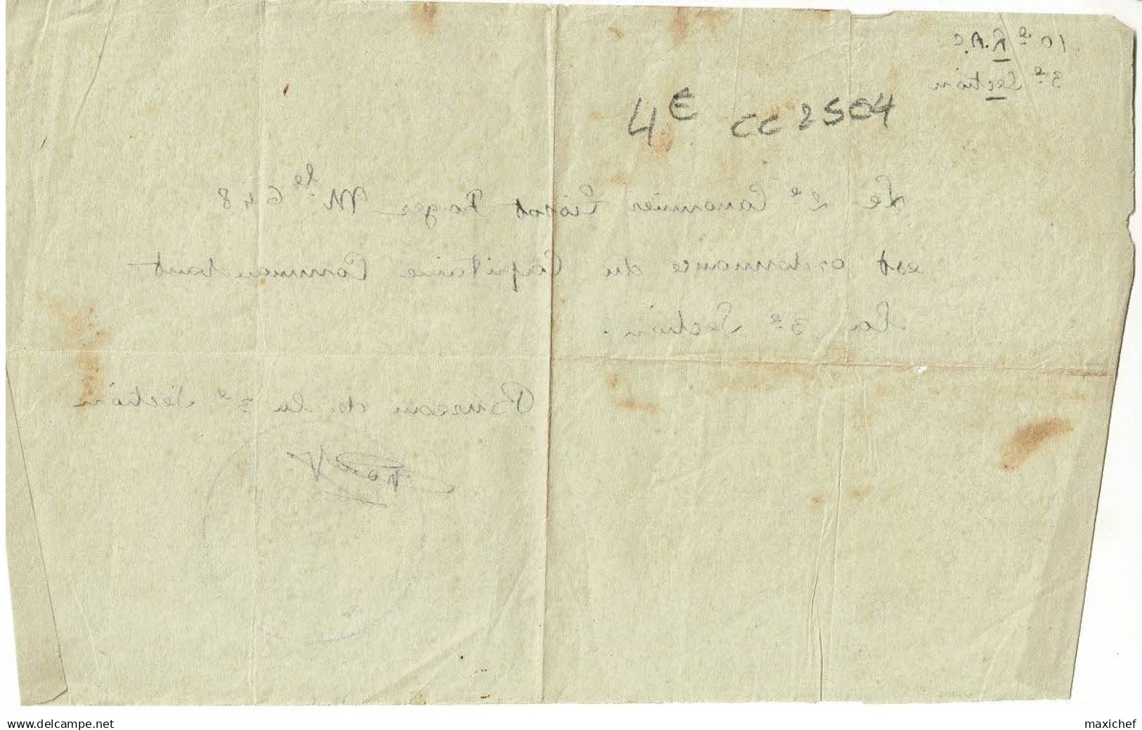 Feuillet Papier "pelure" - 10e RAC, 3e Section - Nomination "Ordonnance" Du Capitaine Commandant - Draguignan - Documenten