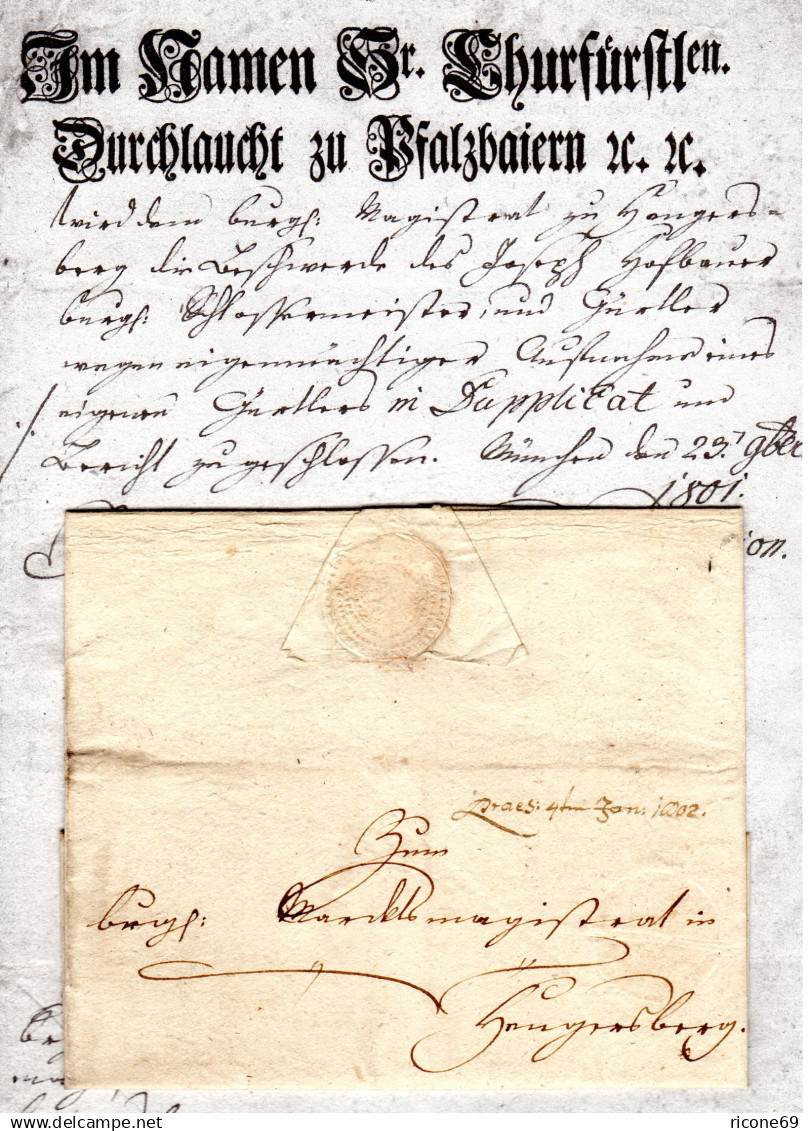 Bayern 1801, Dienstbrief V. München N. Hengersberg M. Präsentationsvermerk - Vorphilatelie