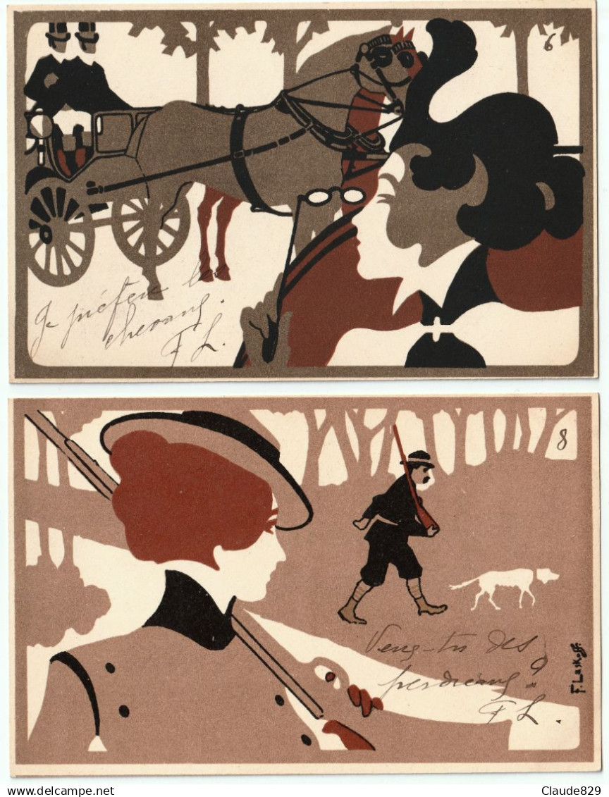LES MOIS,  Franz LASKOFF Ricordi Art Nouveau Rare Série Complète Des 12 Cartes Monogrammées à L'encre Par L'artiste - Laskoff