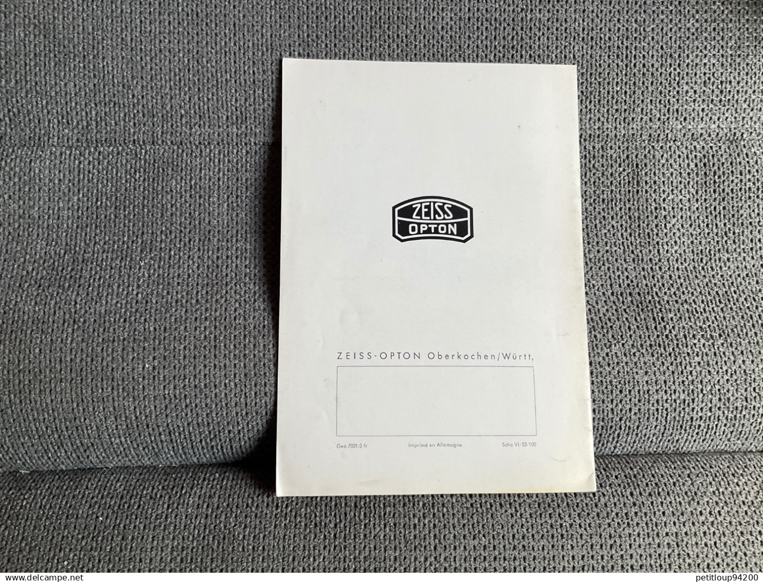 Catalogue INSTRUMENT DE MESURE Optique  ZEISS OPTION NI 3 Carl ZEISS  Allemagne ANNÉES 1930