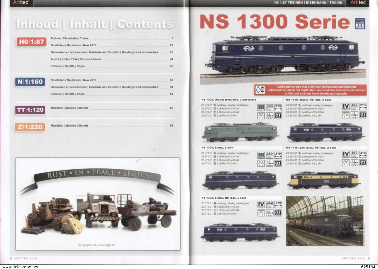 Catalogue Artitec 2018 HO 1:87 Trains Autos Ships Zubehor N  TT  Z  - En Néerlandais, Allemand Et Anglais - Englisch
