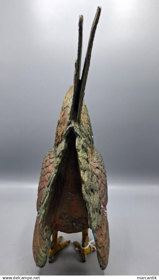 ESPECTACULAR BRONCE POLICROMADO ORIGINAL DE VIENA CON SELLO - GALLINA DE 30CM - Bronces
