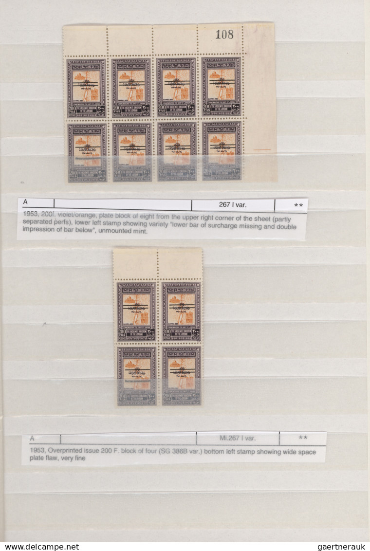 Jordan: 1941/1953, Specialised Assortment Incl. Imperforate Sets, Plate Blocks, - Jordan
