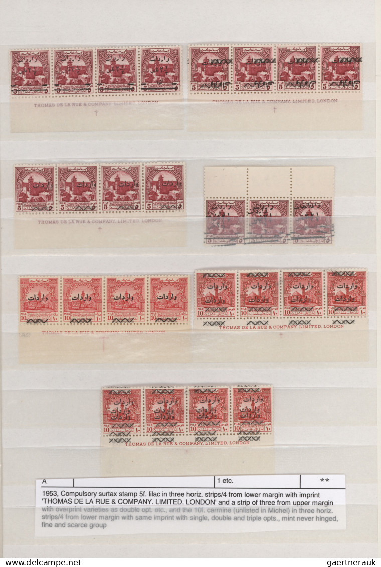 Jordan: 1941/1953, specialised assortment incl. imperforate sets, plate blocks,