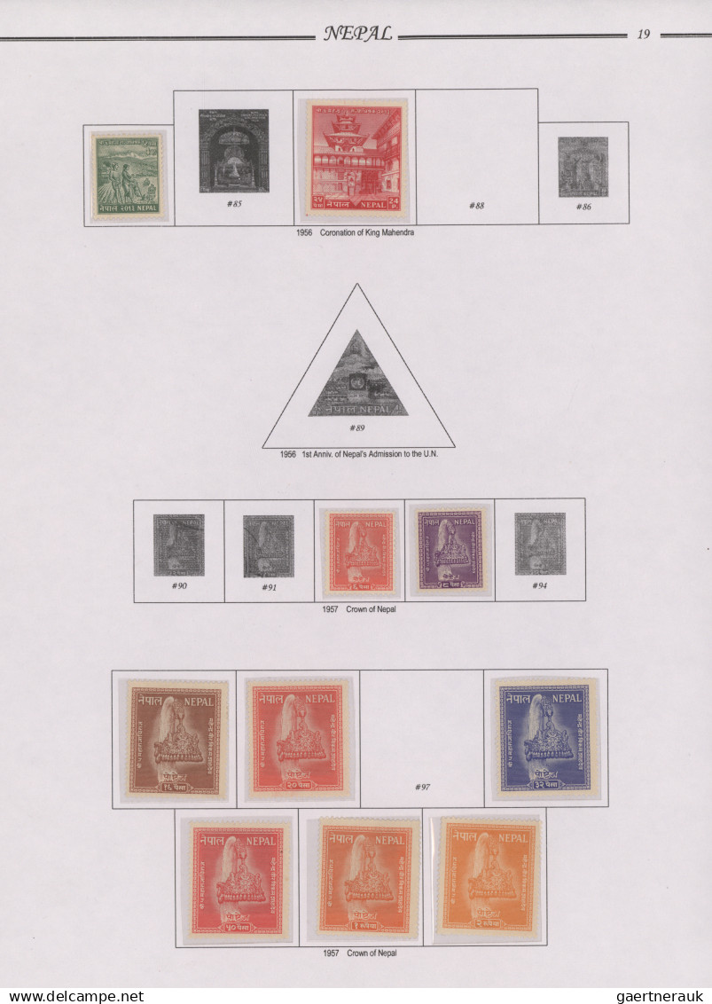 Nepal: 1949-1999 Part Collection Of Mint Stamps On Pages, With 1949 1r., 1954 'M - Nepal