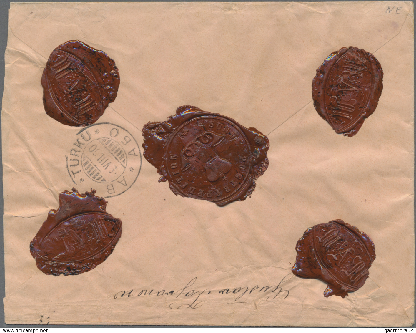 Finland: 1900, 1m. Grey/rose And 20p. Orange Block Of Three, 1.60m. Rate On Insu - Covers & Documents