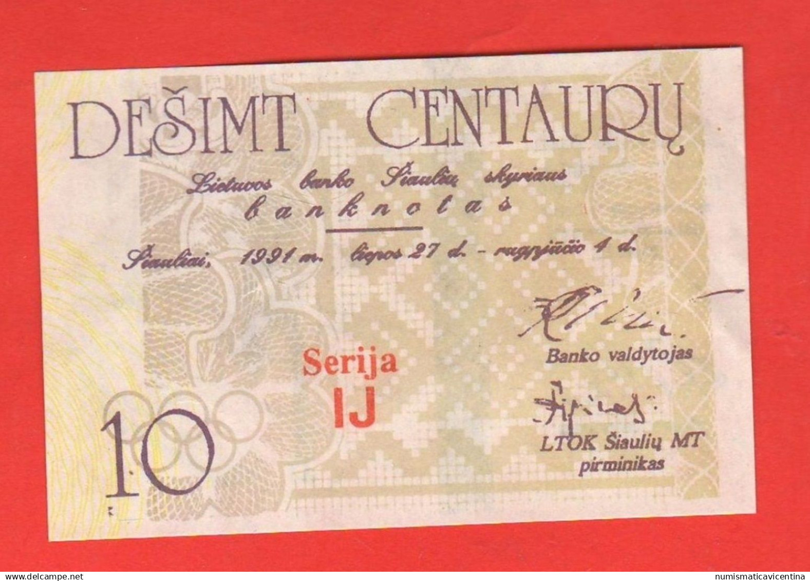 Lituania 10 Litaru 1991 Litetuvos Lituanie Olympic Games - Lithuania