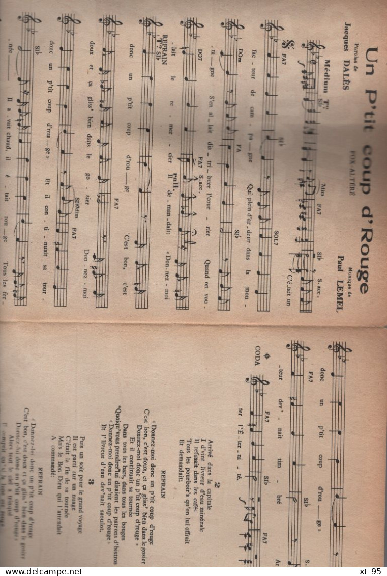 Partition - Un Ptit Coup De Rouge - Jacques Dales - Partitions Musicales Anciennes