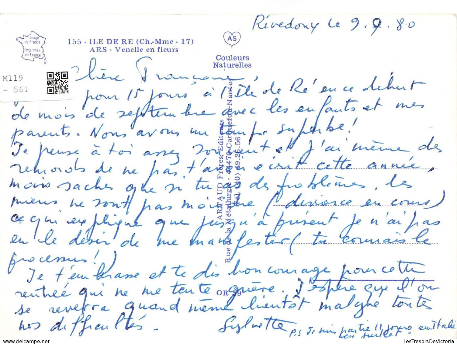 FRANCE - île De Ré - Ars - Venelle En Fleurs - Allée - Bâtiment - Architectures - Édit Artaud Frère  - Carte Postale - Ile De Ré