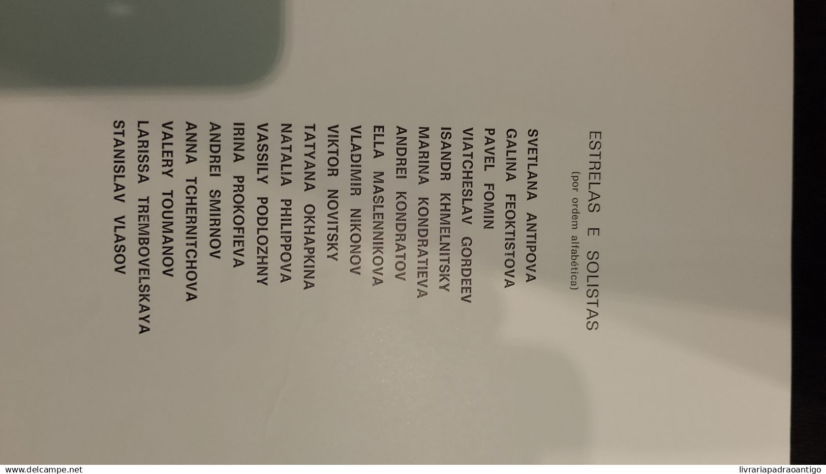 Programa Bailado Teatro Nacional de S. Carlos 1974